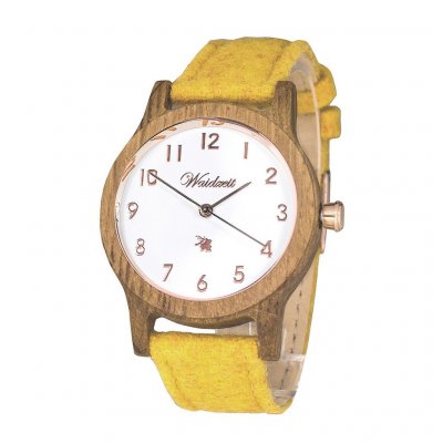 Barrique Alpin Žlté drevené hodinky dámske