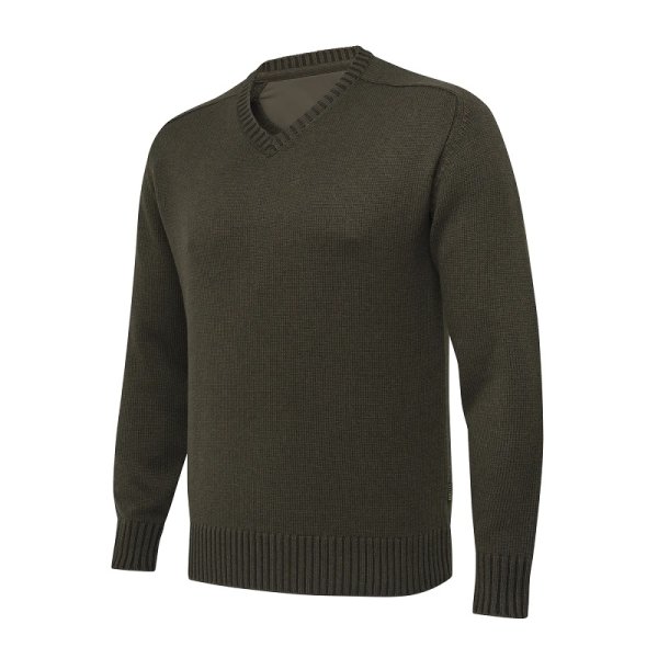 Kent V-Neck Tech sveter - Moss&brownbark